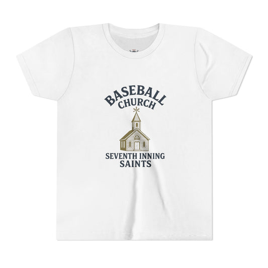 Baseball Church Tee - Perfect for Little League, Sports Teams, and Family Gatherings, Youth Short Sleeve Shirt, Cute Baseball Gift, [...]